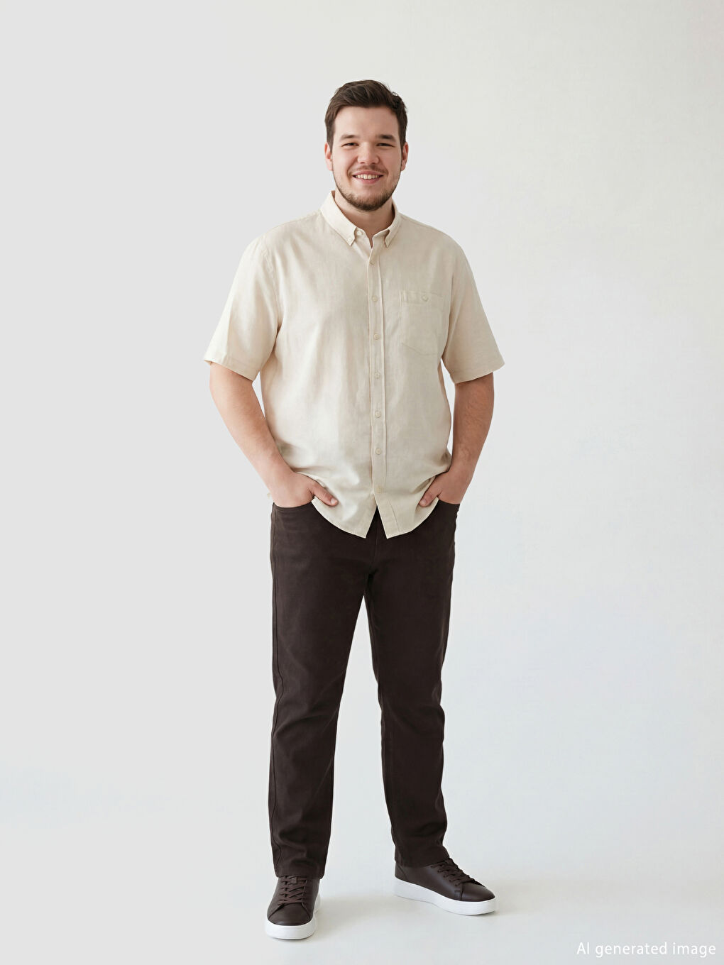 Bej Regular Fit Erkek Gömlek-1