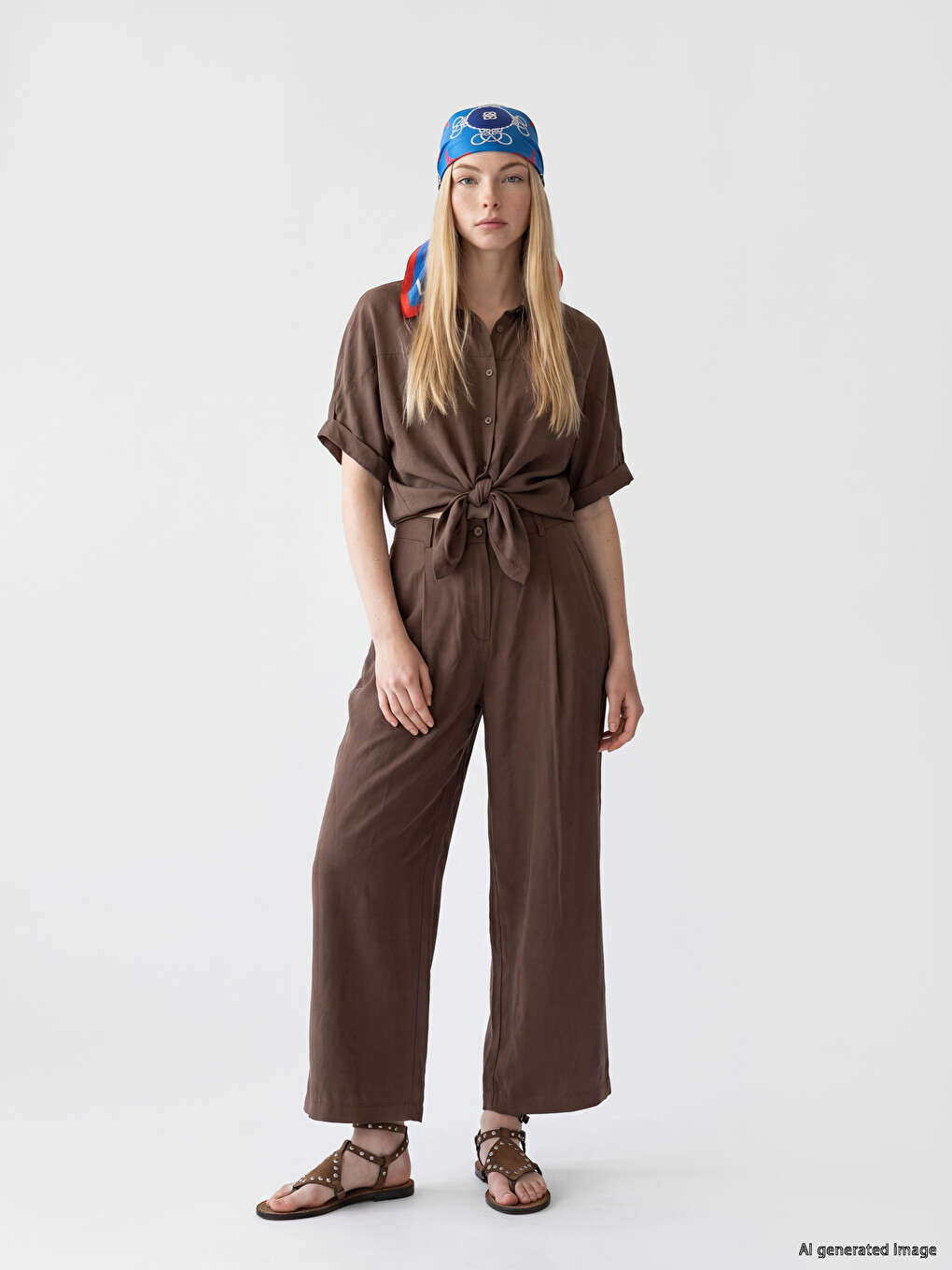 Modal Blended Pleated Women's Fabric Trousers