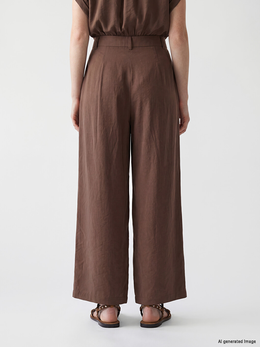 Modal Blended Pleated Women's Fabric Trousers-3