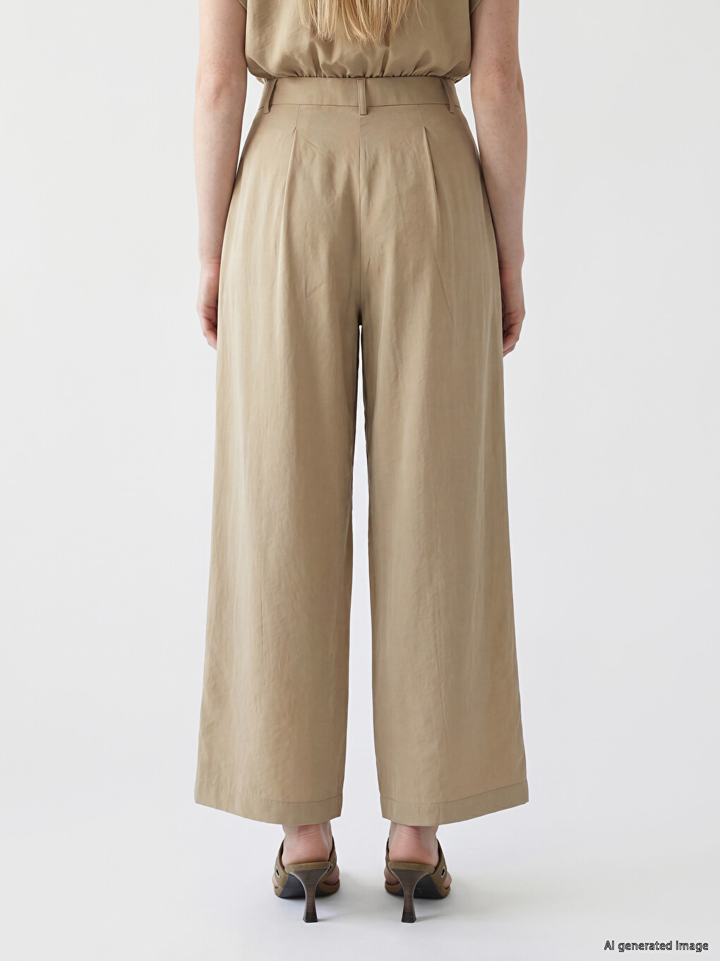 Modal Blended Pleated Women's Fabric Trousers-3