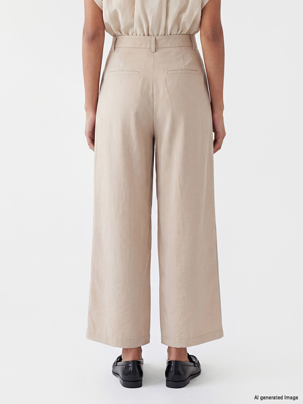 Modal Blended Pleated Women's Fabric Trousers-3