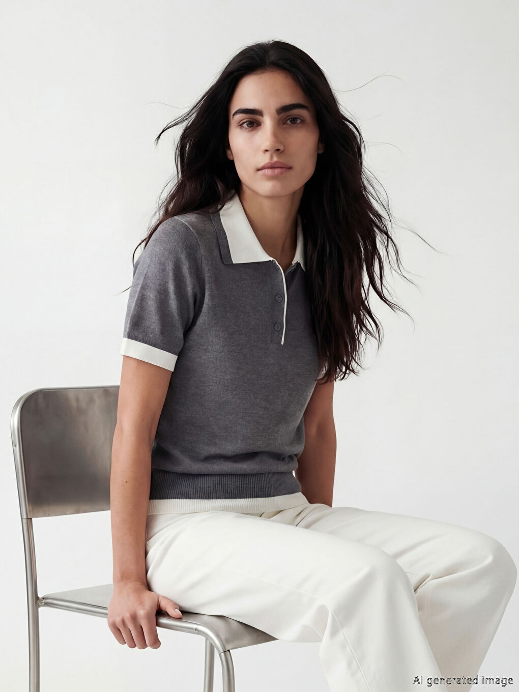 Polo Collar Women's Knitwear Sweater