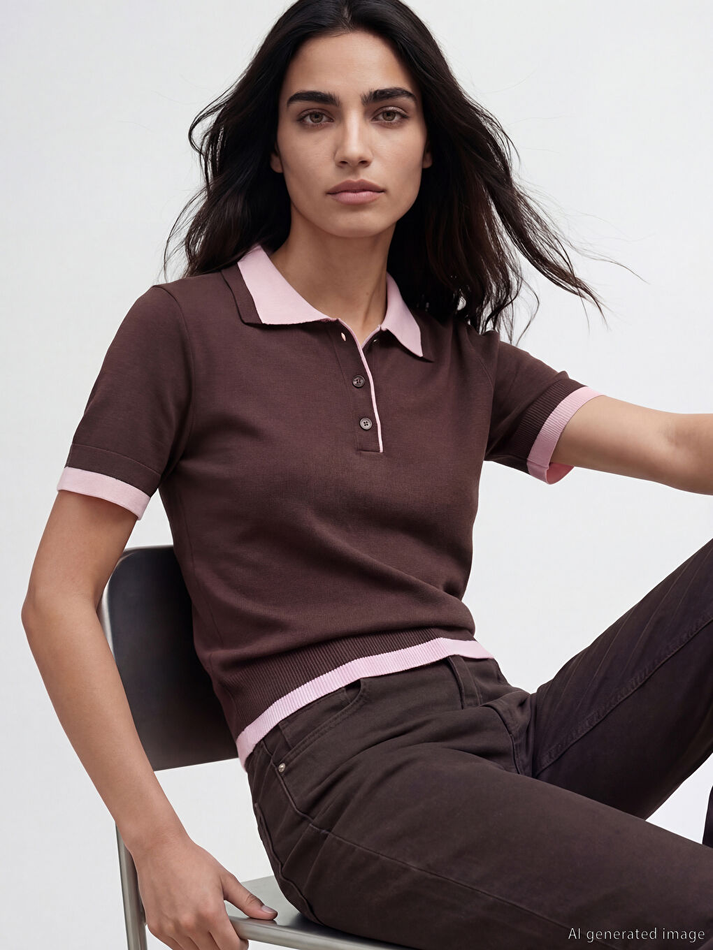 Polo Collar Women's Knitwear Sweater