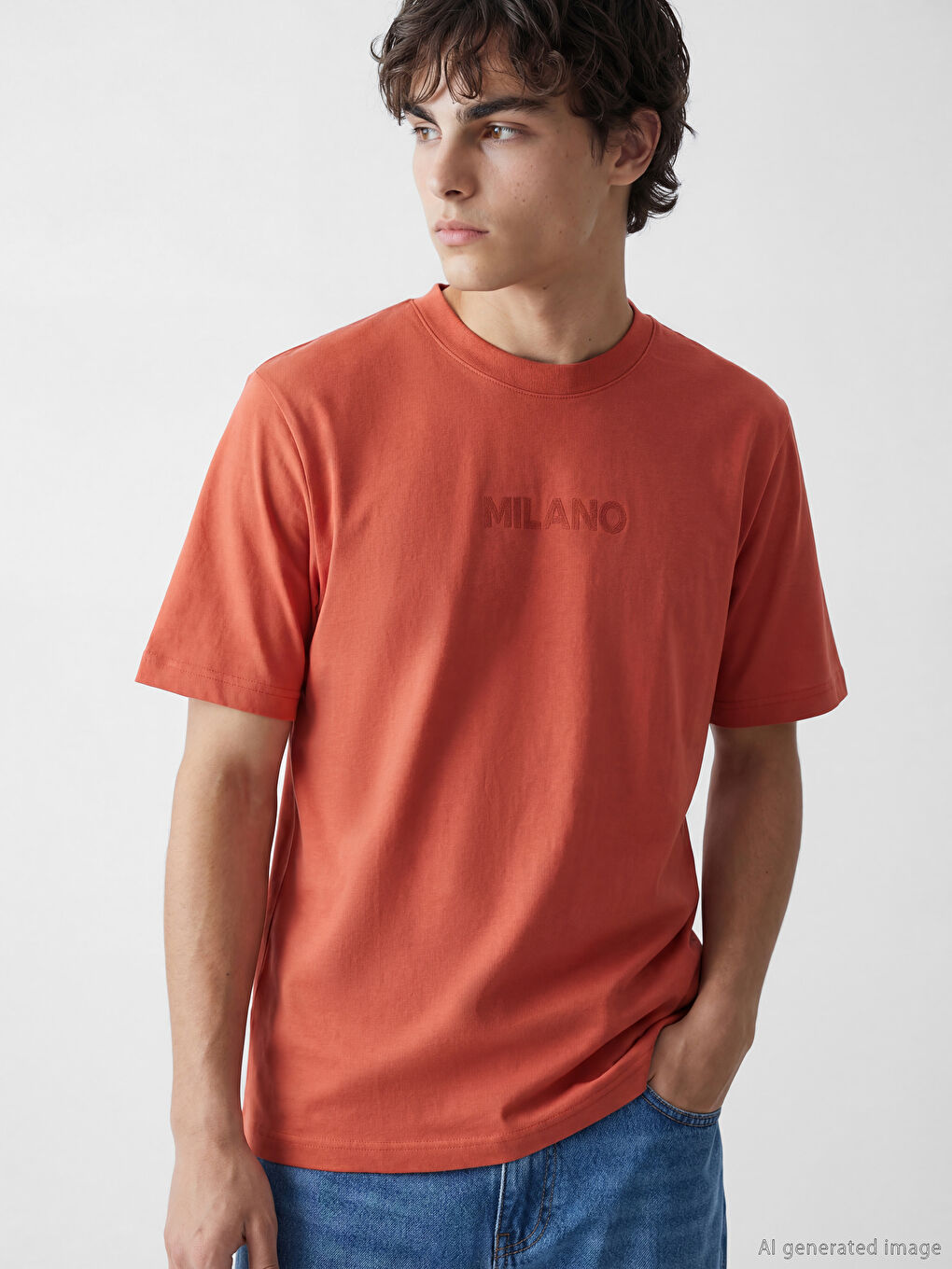 T-shirt Homme Col Rond Milano Imprimé Peigné