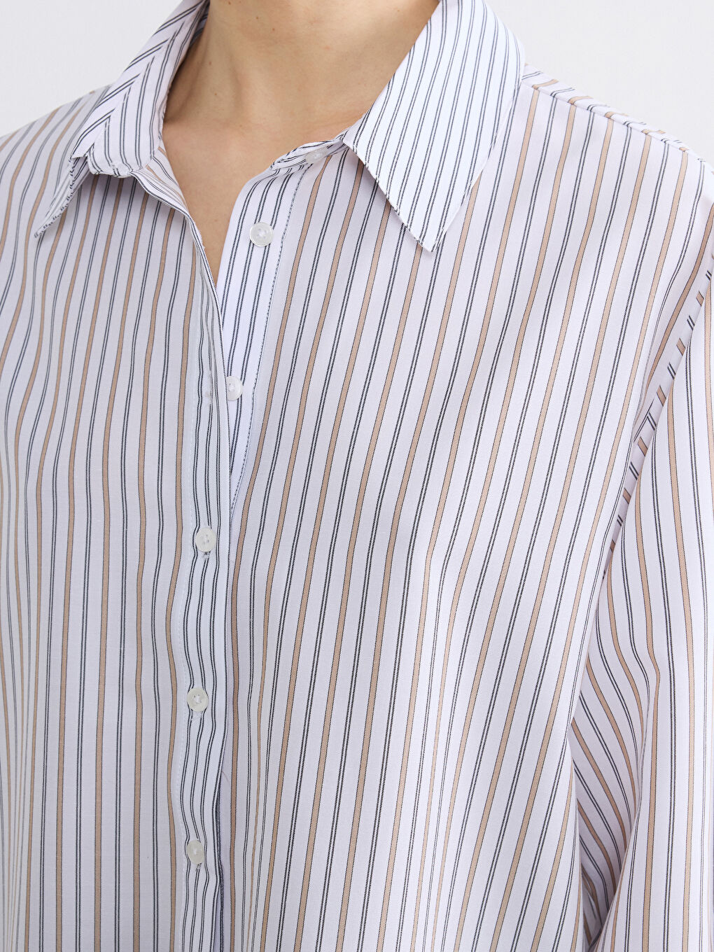 Siyah Çizgili Oversize Kadın Gömlek-2