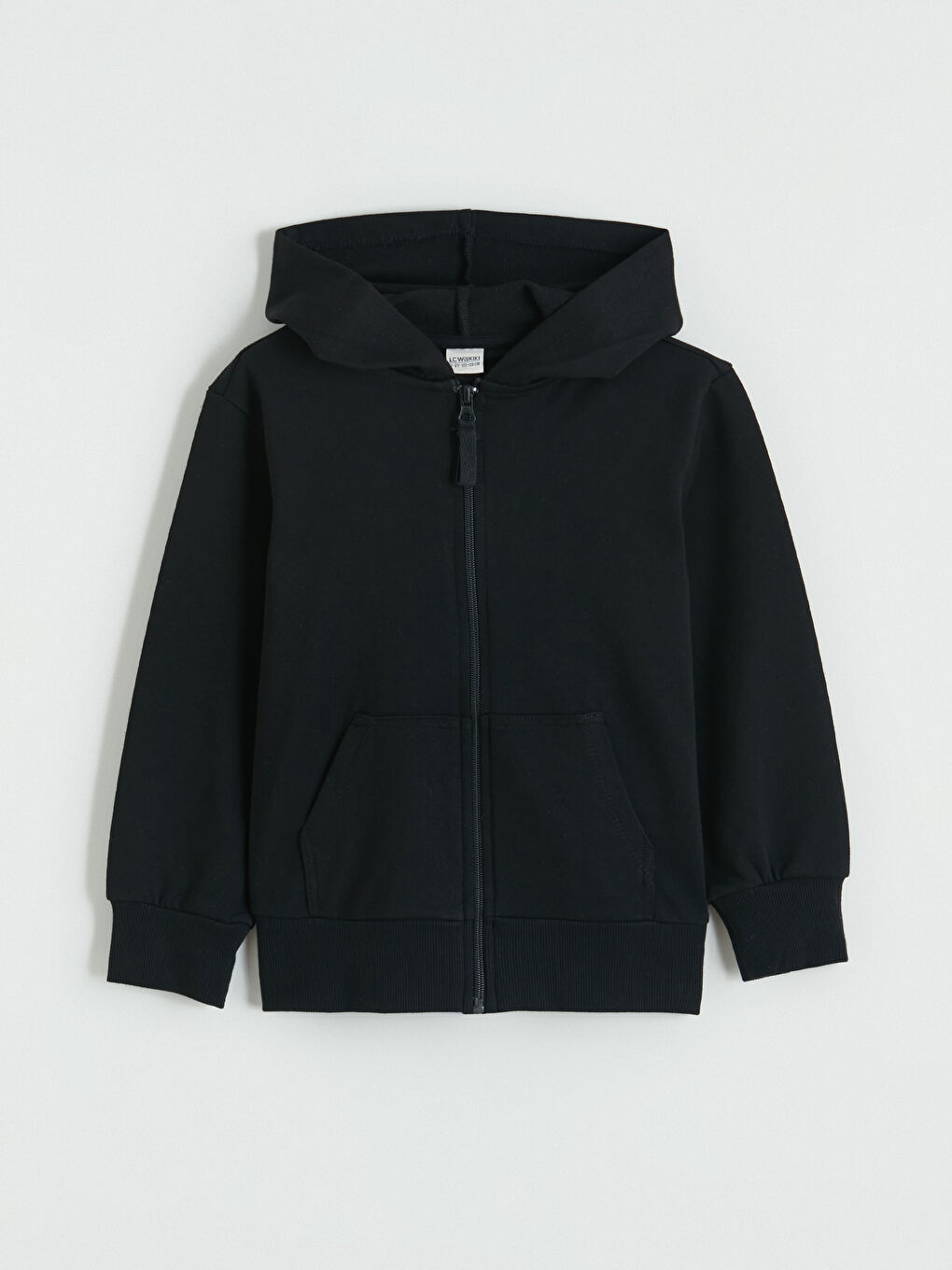 Siyah Kapüşonlu Kız Çocuk Fermuarlı Sweatshirt