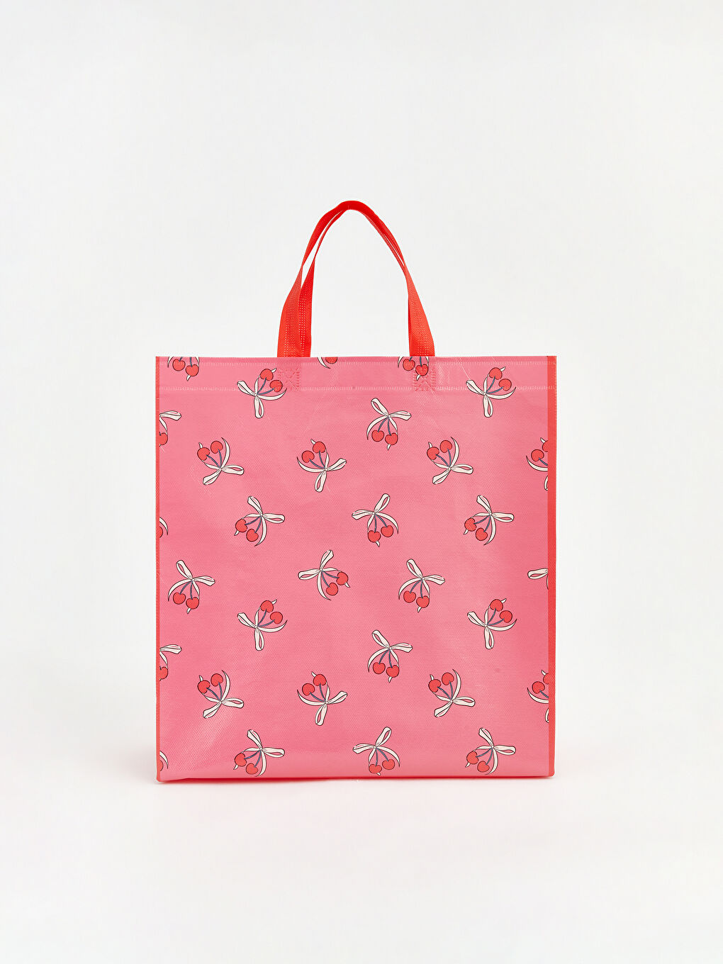 Karışık Kiraz ve Kurdele Desenli Bez Çanta