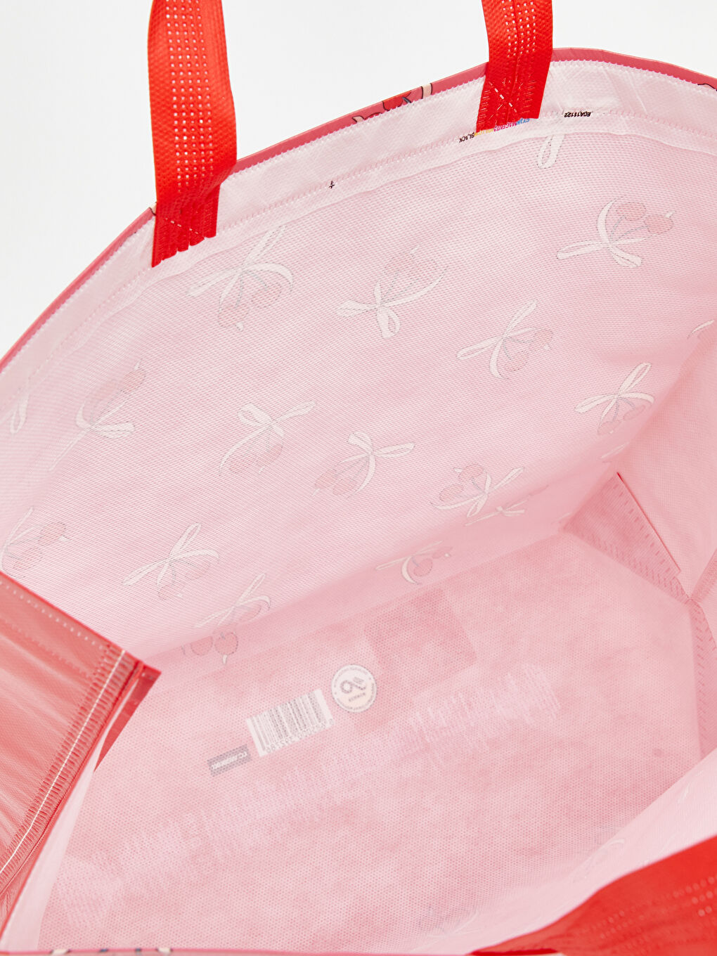 Karışık Kiraz ve Kurdele Desenli Bez Çanta-2