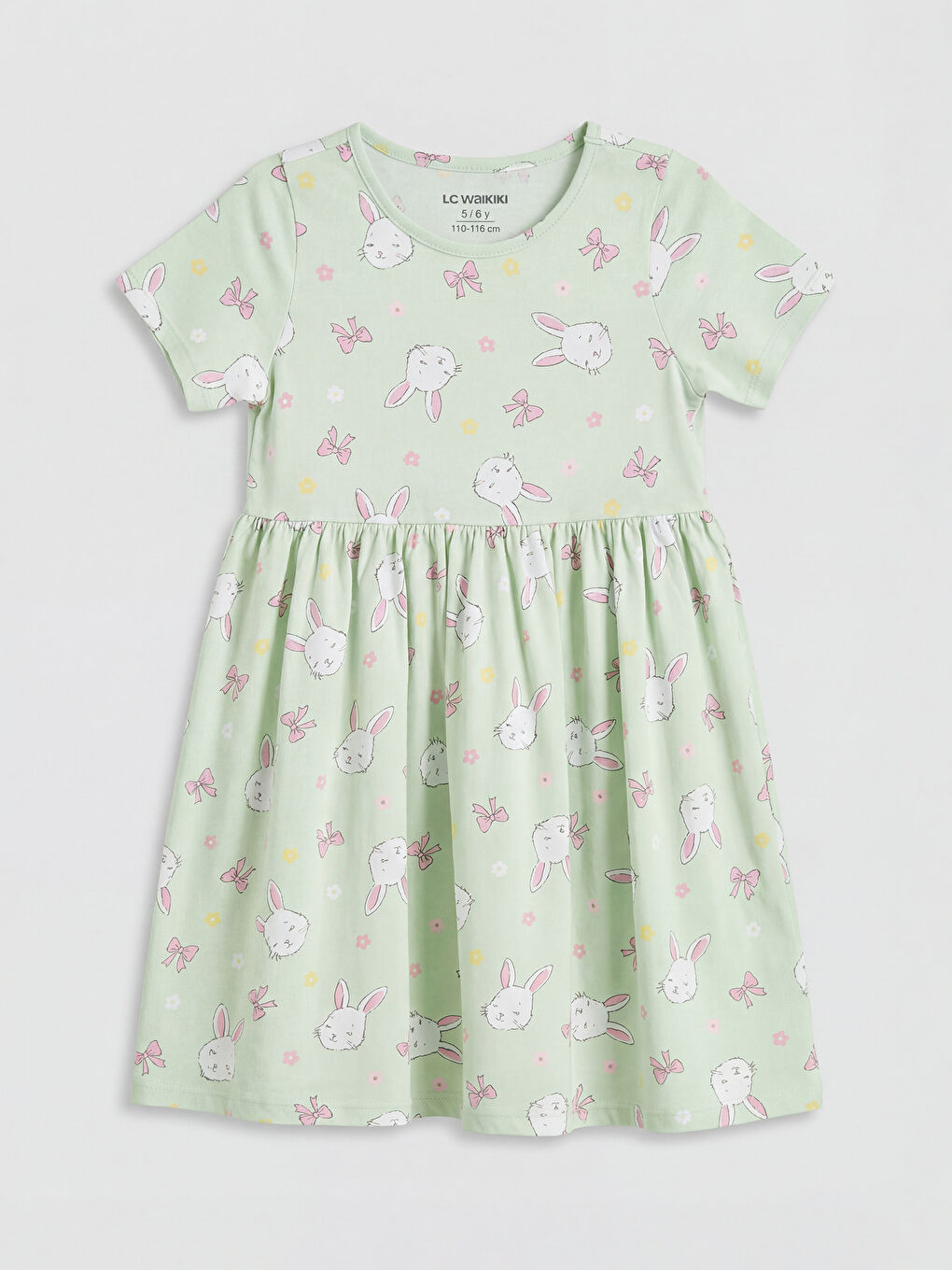 Bisiklet Yaka Desenli Kız Çocuk Elbise