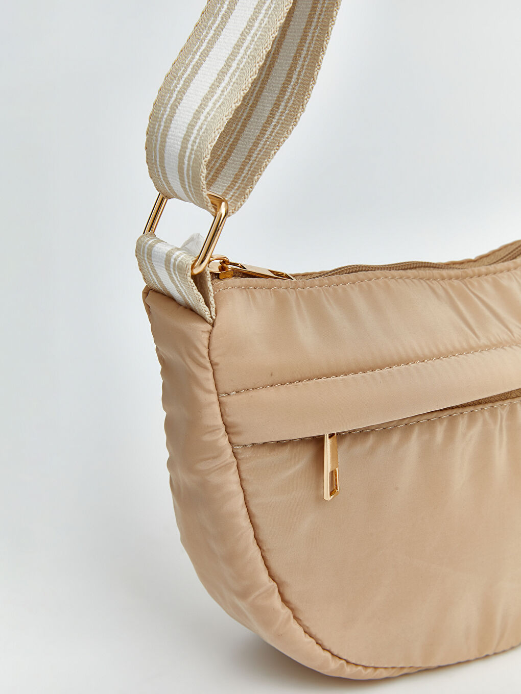 Ekru Ayarlanabilir Askılı Kadın Omuz Çantası-2