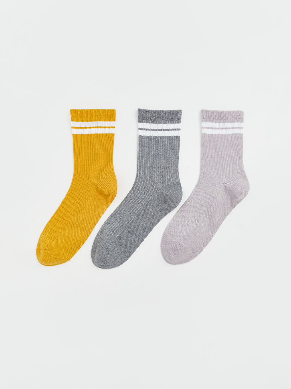Sarı Çizgili Kadın Soket Çorap 3'lü