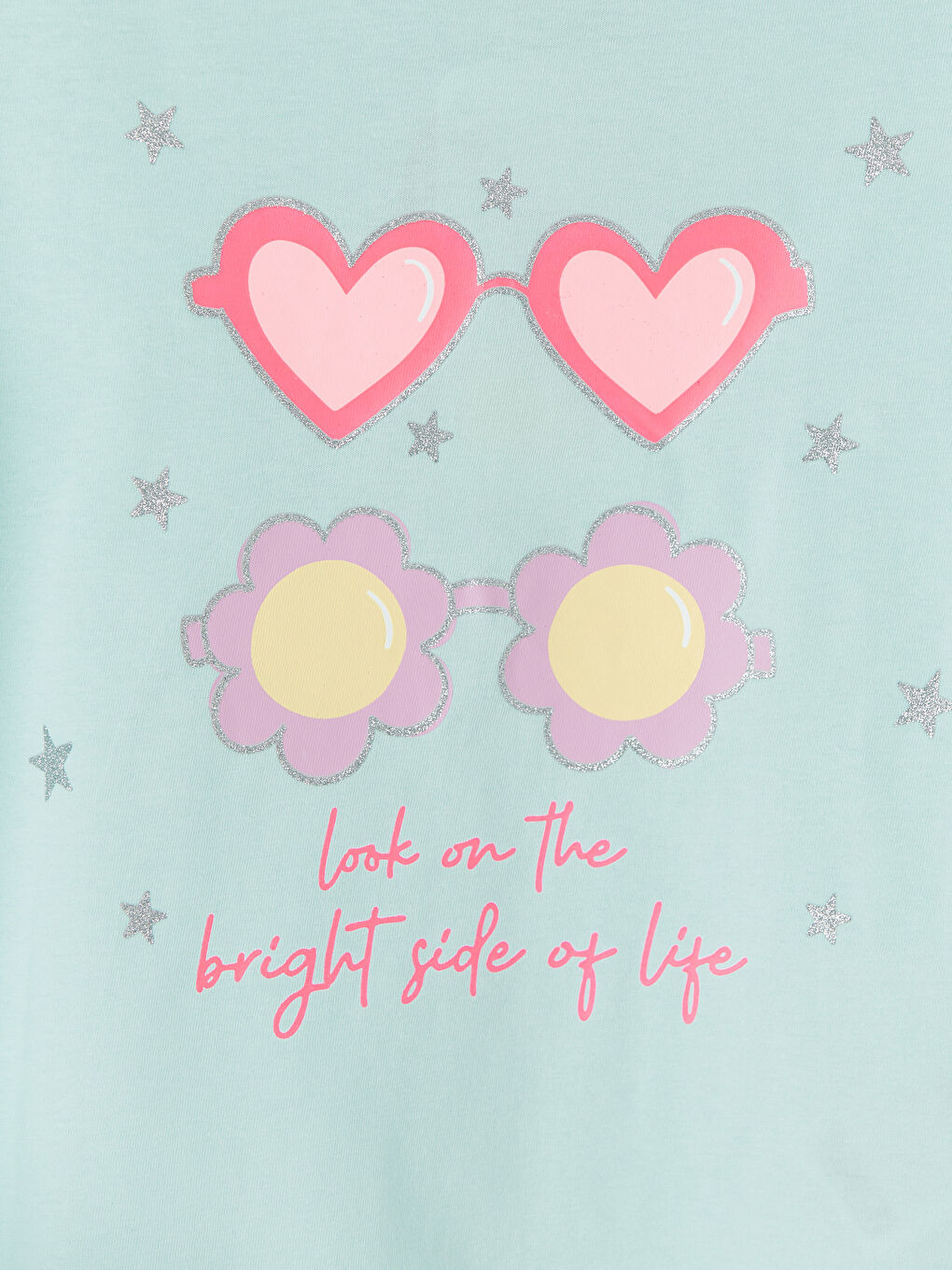 Turkuaz Bisiklet Yaka Kısa Kollu Baskılı Kız Çocuk Tişört-2