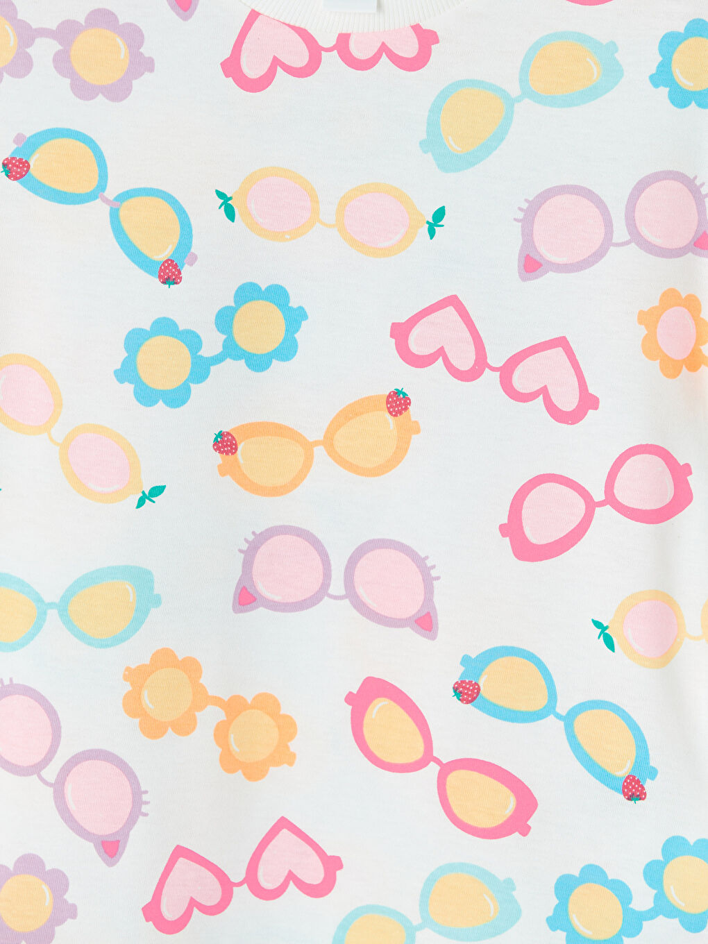 Ekru Bisiklet Yaka Desenli Kız Çocuk Tişört-2