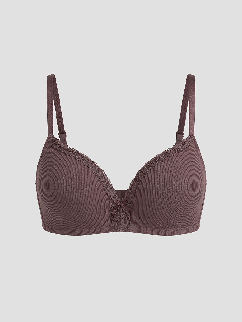 Ekru Balensiz Dolgusuz Çiçekli Üçgen Sütyen 2'li-1