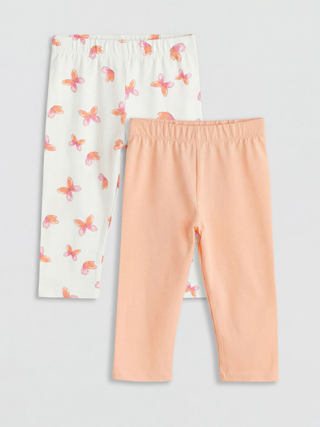 Mercan Beli Lastikli Kız Çocuk Tayt 2'li