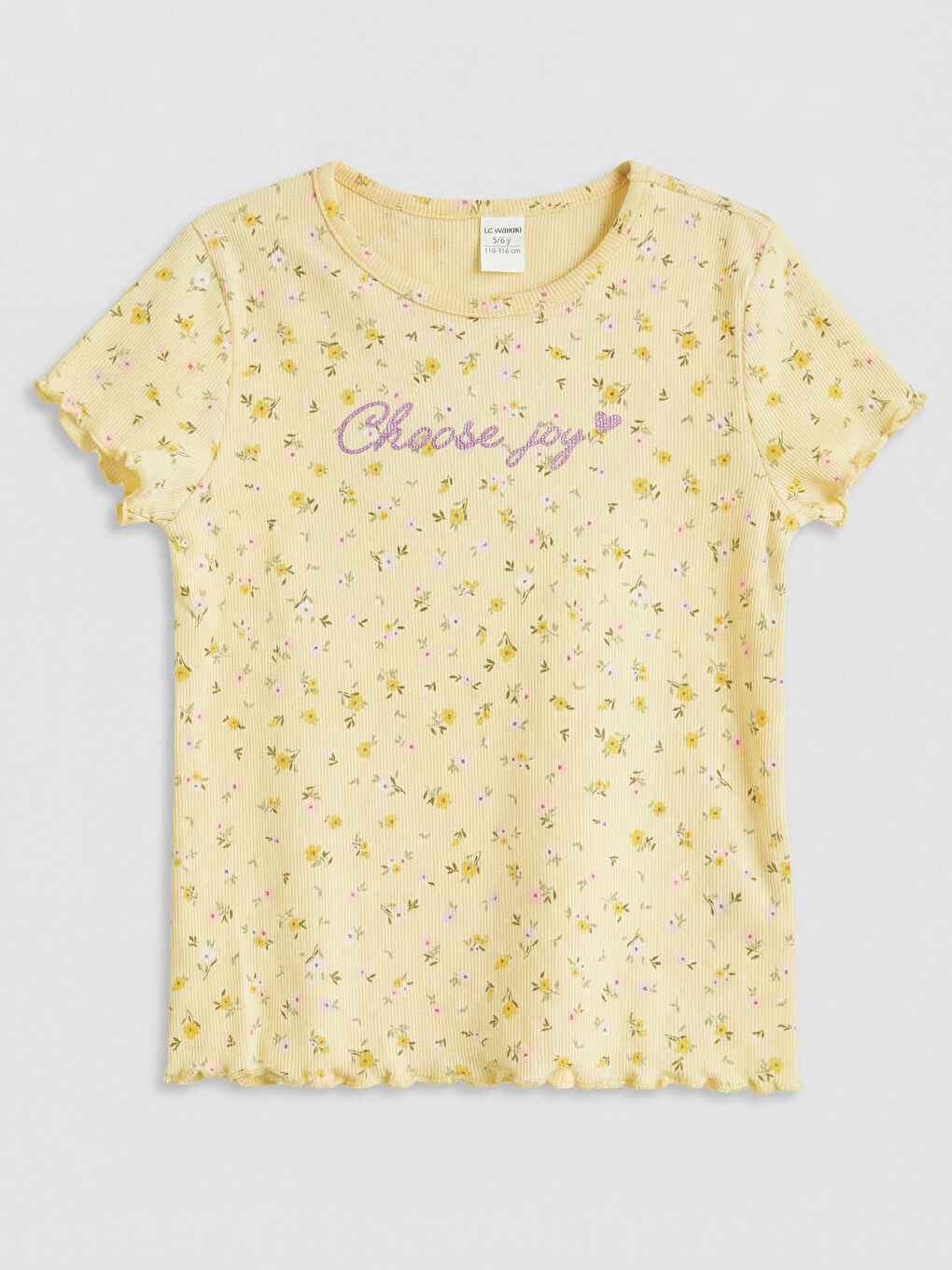 Sarı Çiçekli Kız Çocuk Tişört
