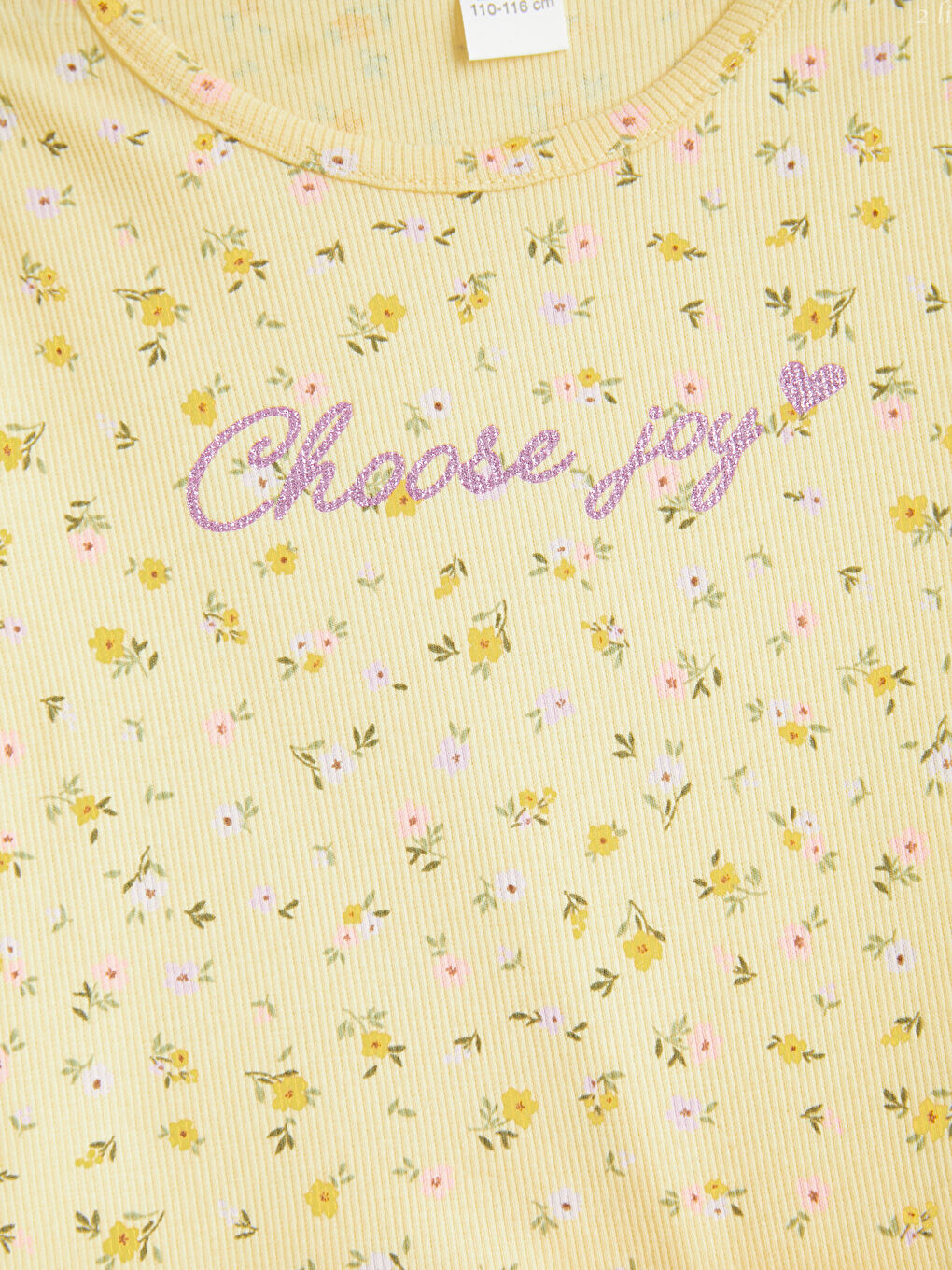 Sarı Çiçekli Kız Çocuk Tişört-2