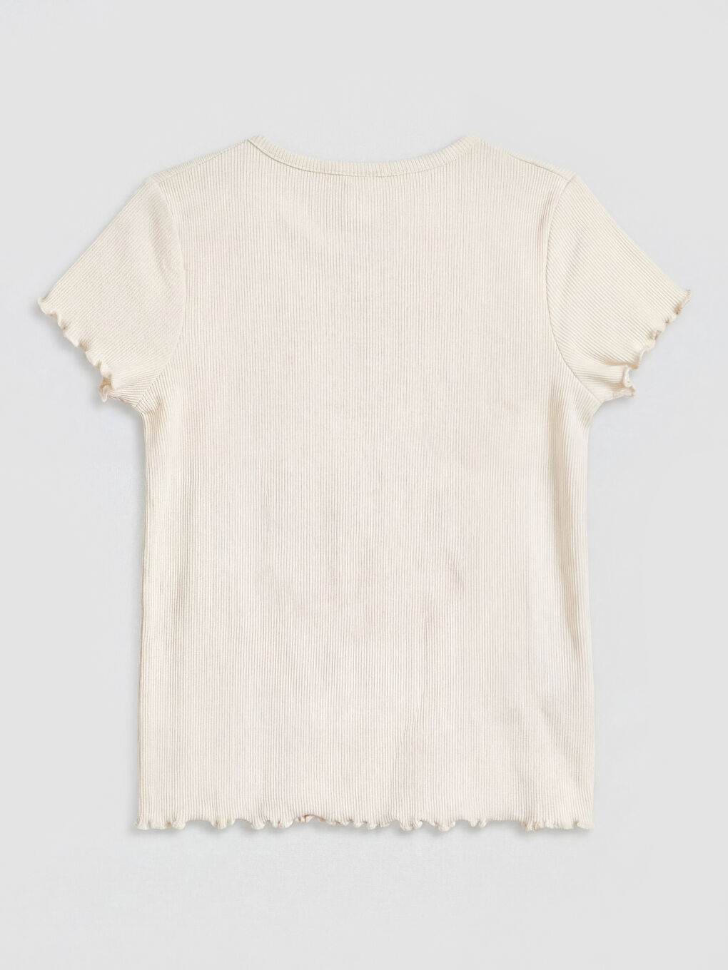 Ekru Bisiklet Yaka Baskılı Kız Çocuk 2'li Tişört-2