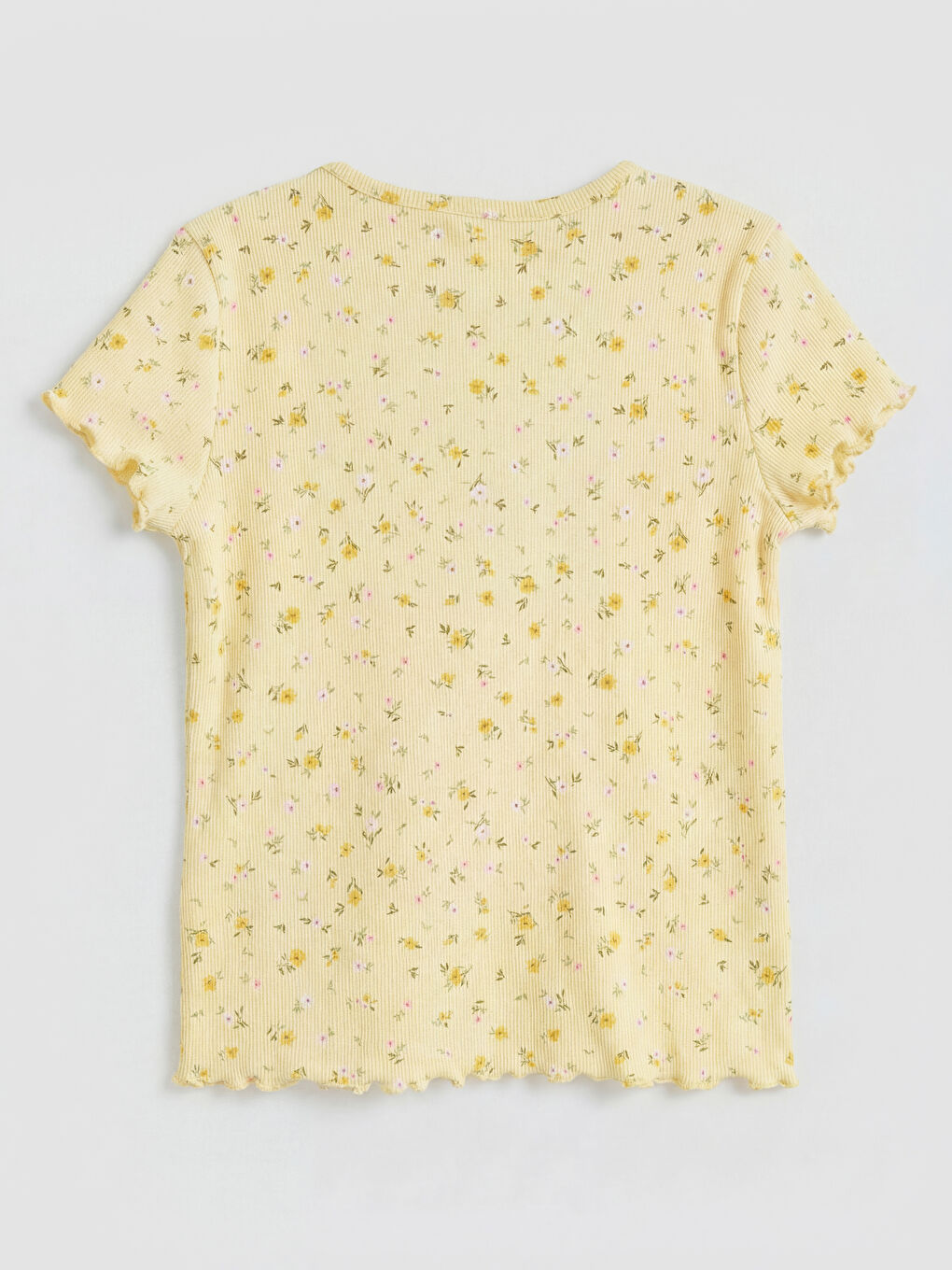 Ekru Bisiklet Yaka Baskılı Kız Çocuk 2'li Tişört-5