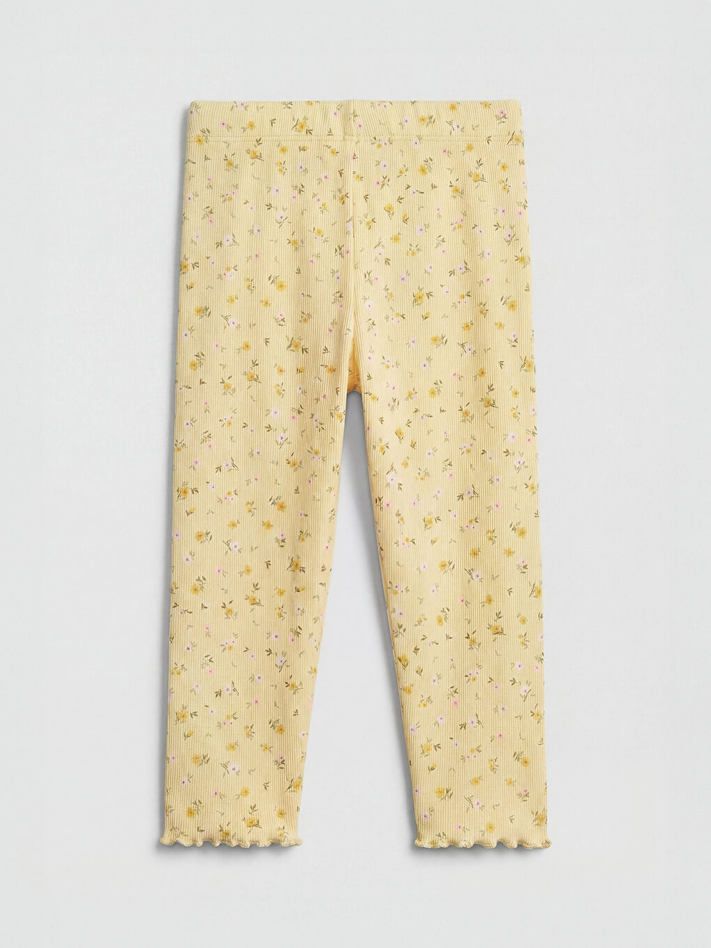 Sarı Kız Çocuk Çiçek Desenli Tayt-1