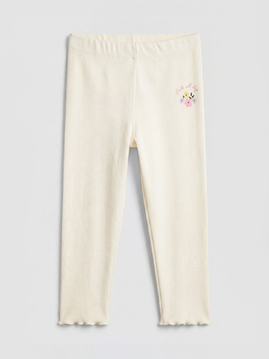 Sarı Çiçekli Kız Çocuk Tayt 2'li-4