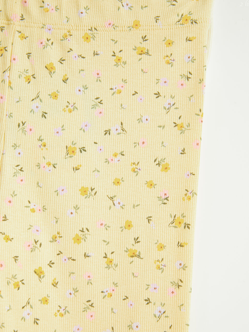 Sarı Çiçekli Kız Çocuk Tayt 2'li-6