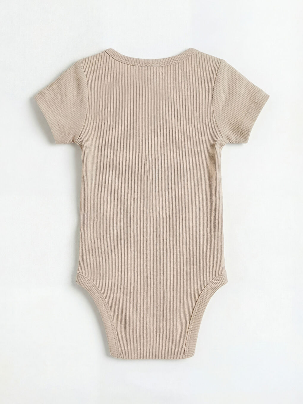 Bej Bisiklet Yaka Erkek Bebek Çıtçıtlı Body 2'li-2