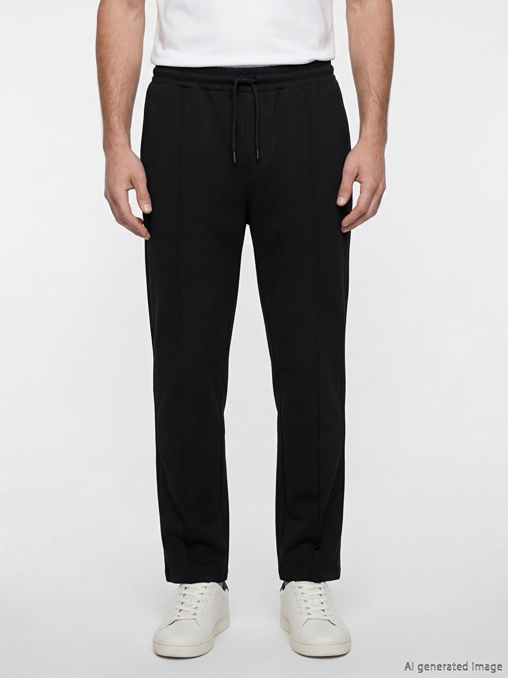 Siyah Standart Kalıp Erkek Pantolon-1