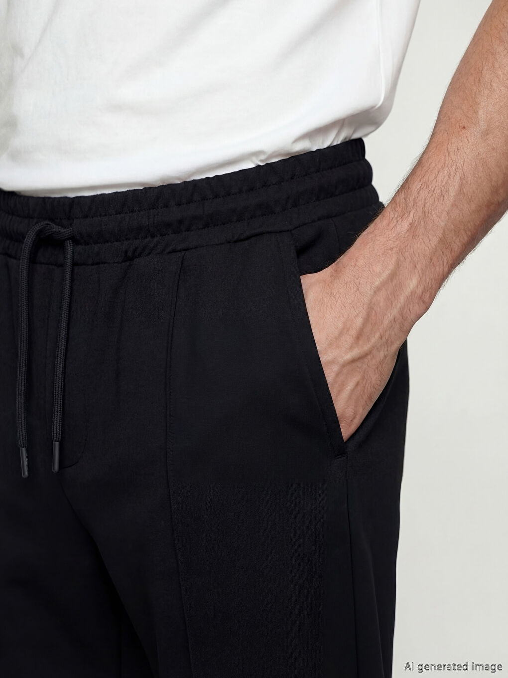 Siyah Standart Kalıp Erkek Pantolon-2