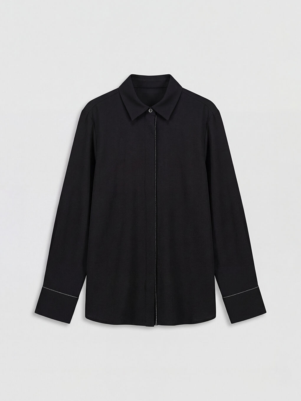 Siyah Regular Fit Kadın Gömlek-4