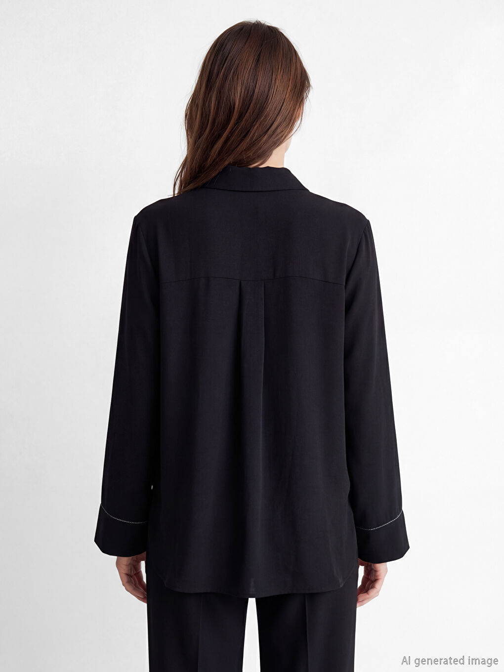 Siyah Regular Fit Kadın Gömlek-3