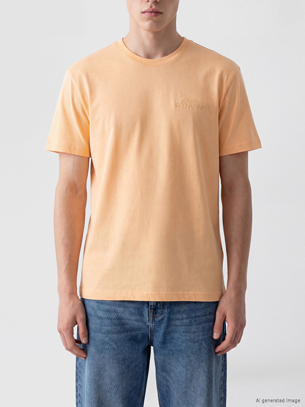 Relaxed Fit Crew Neck Embroidered Men's T-shirt-3