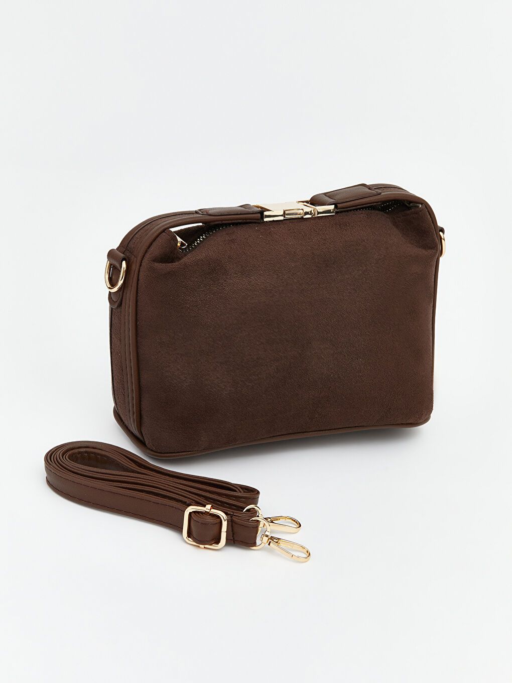 Kahverengi Süet Görünümlü Kadın Omuz Çantası-2