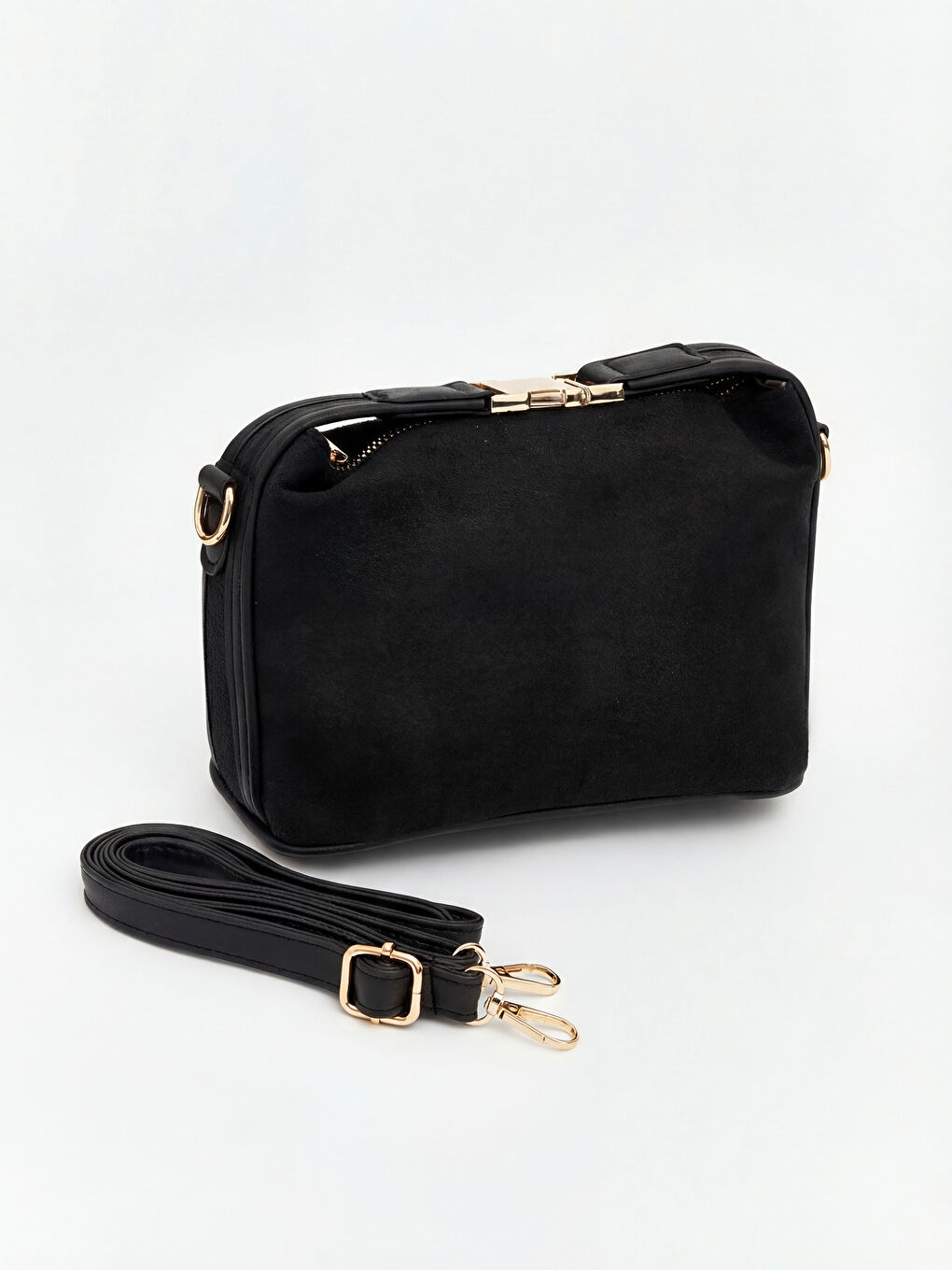 Siyah Süet Görünümlü Kadın Omuz Çantası-2