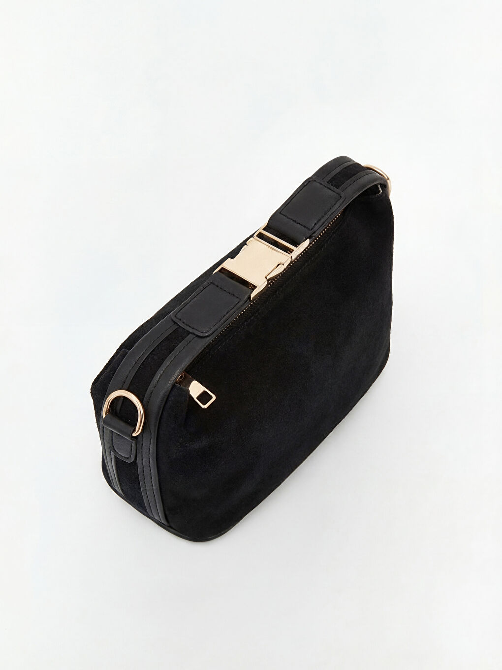 Siyah Süet Görünümlü Kadın Omuz Çantası-3