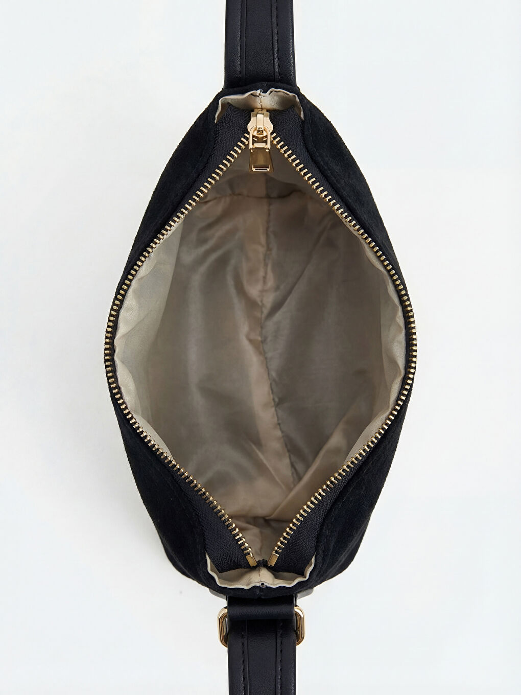 Siyah Süet Görünümlü Kadın Omuz Çantası-4