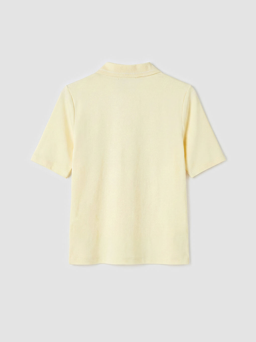 Bej Polo Yaka Kadın Tişört-1