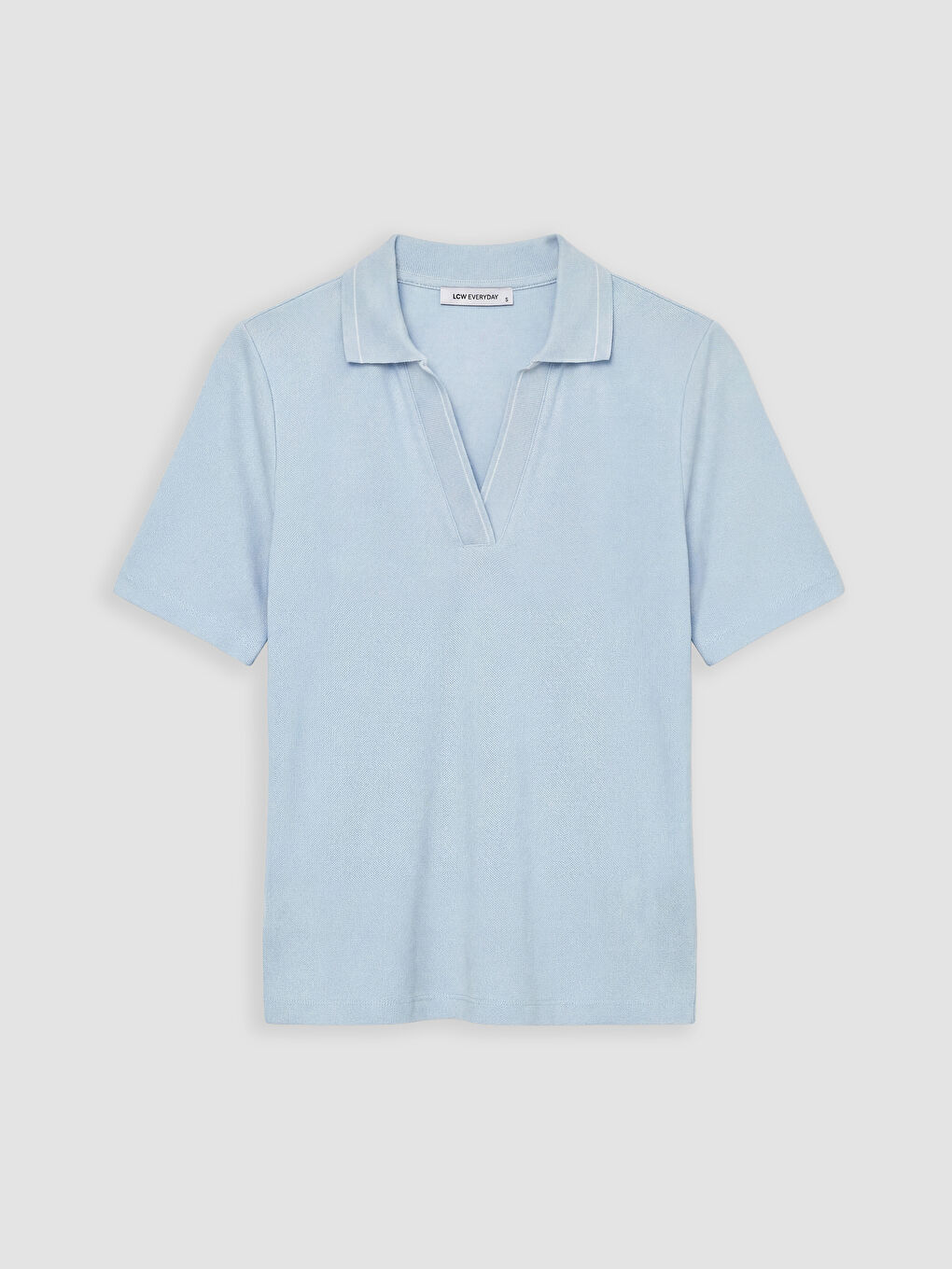 Mavi Polo Yaka Kadın Tişört-4