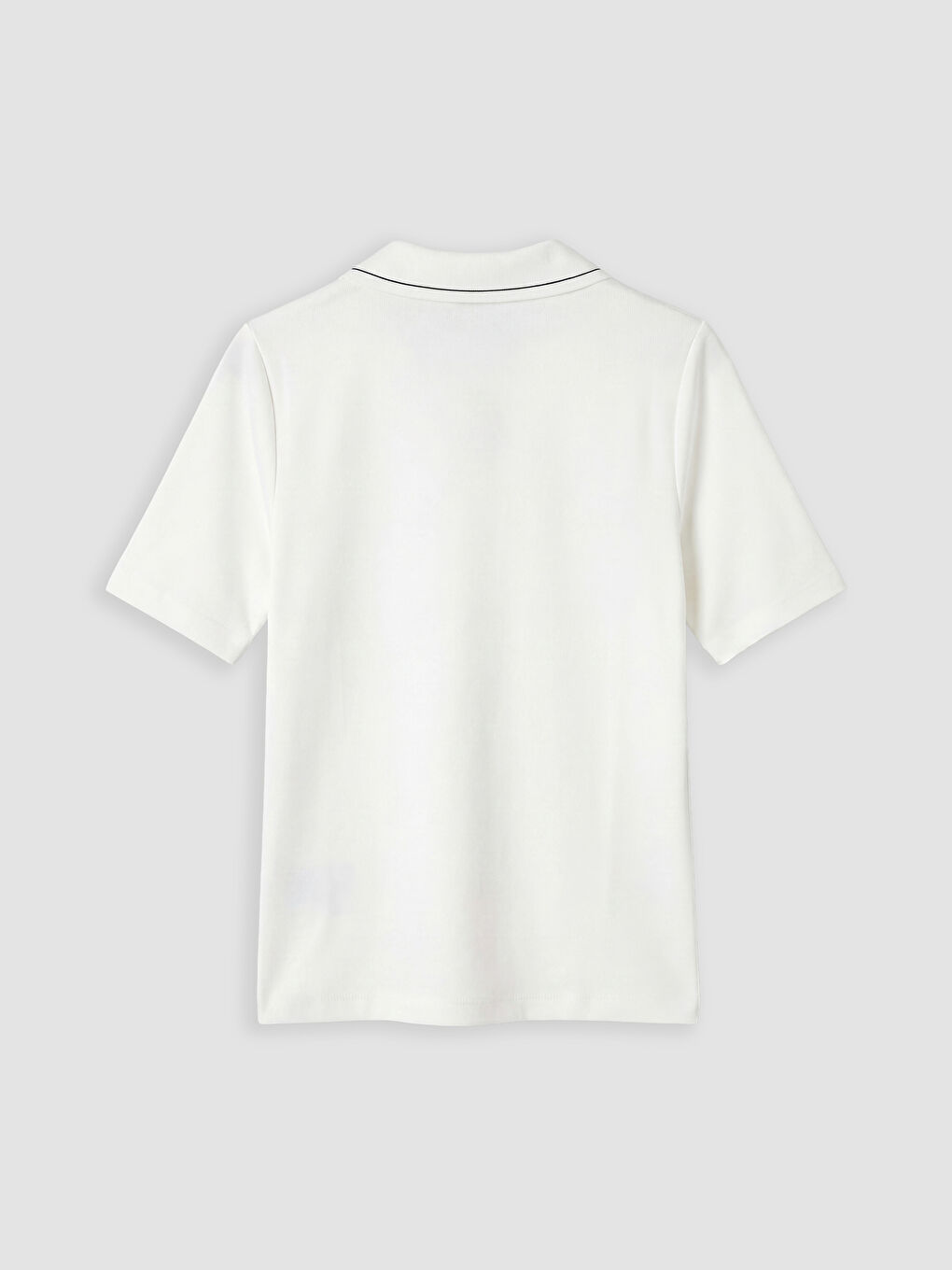 Beyaz Polo Yaka Kadın Tişört-1