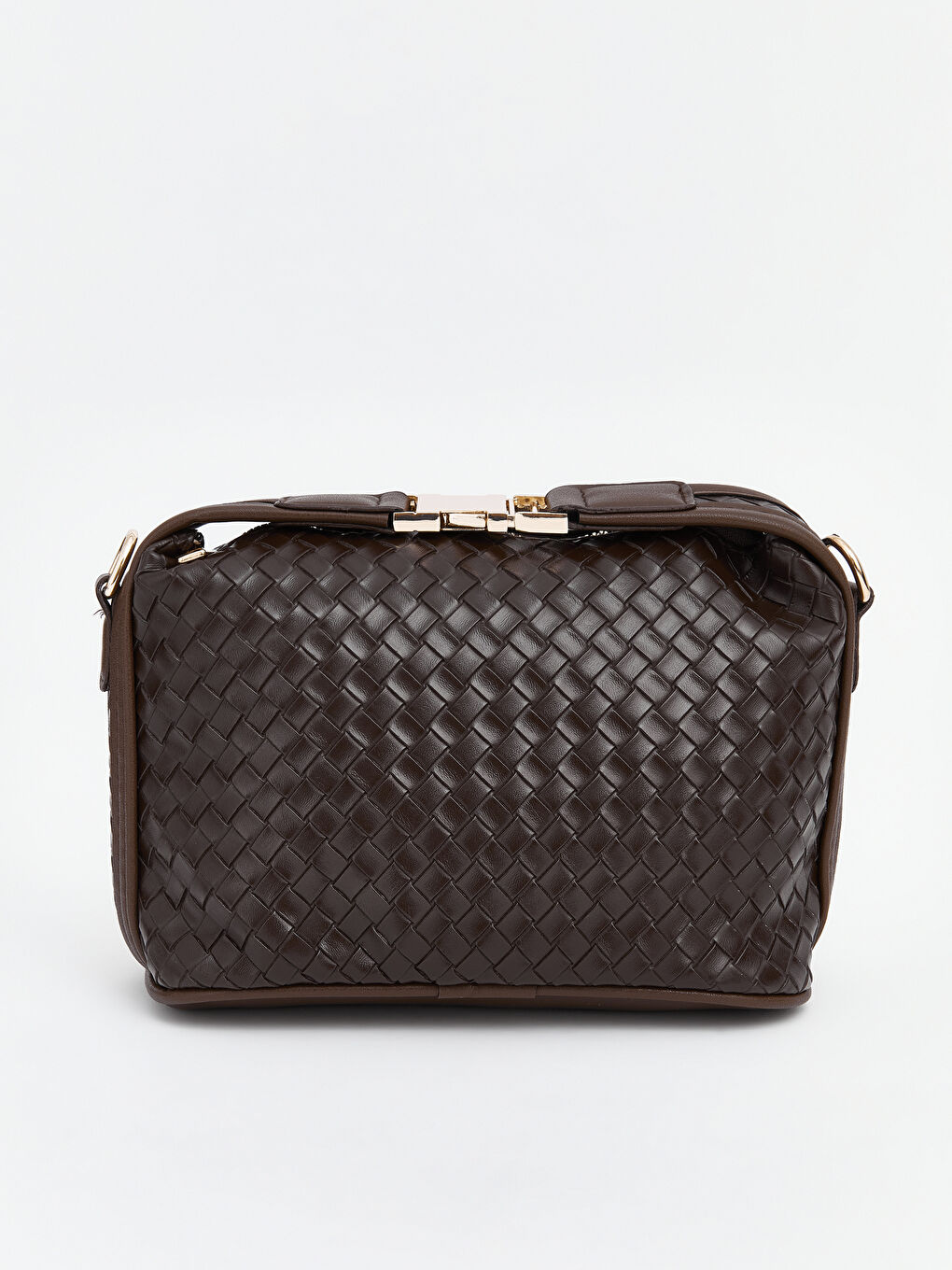 Kahverengi Örgü Desenli Kadın Omuz Çantası-1