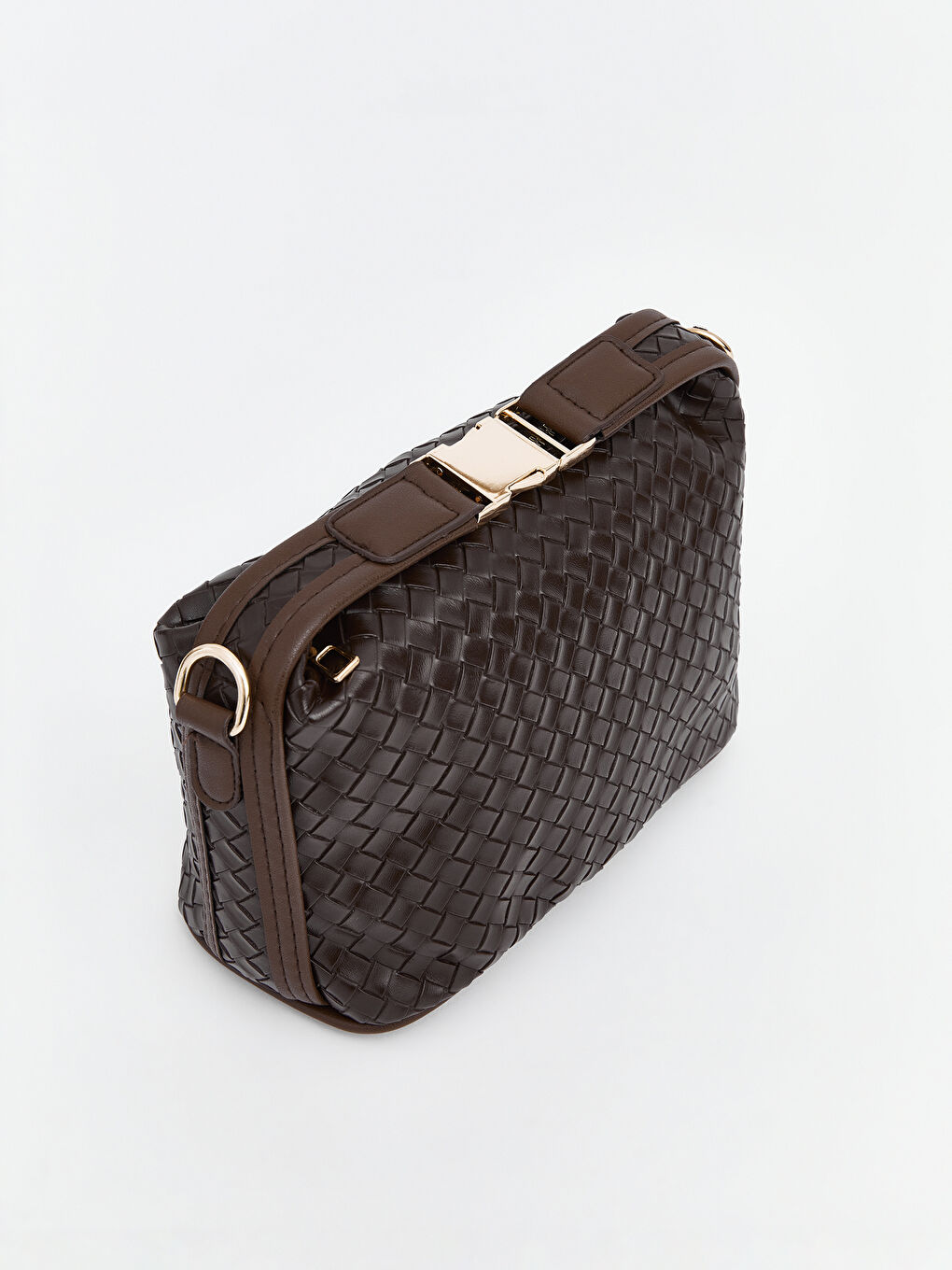 Kahverengi Örgü Desenli Kadın Omuz Çantası-3