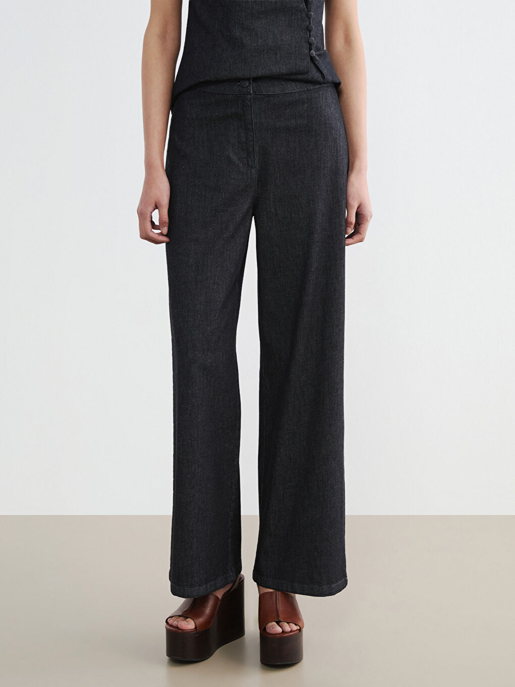İndigo Wideleg Kadın Jean Pantolon-1