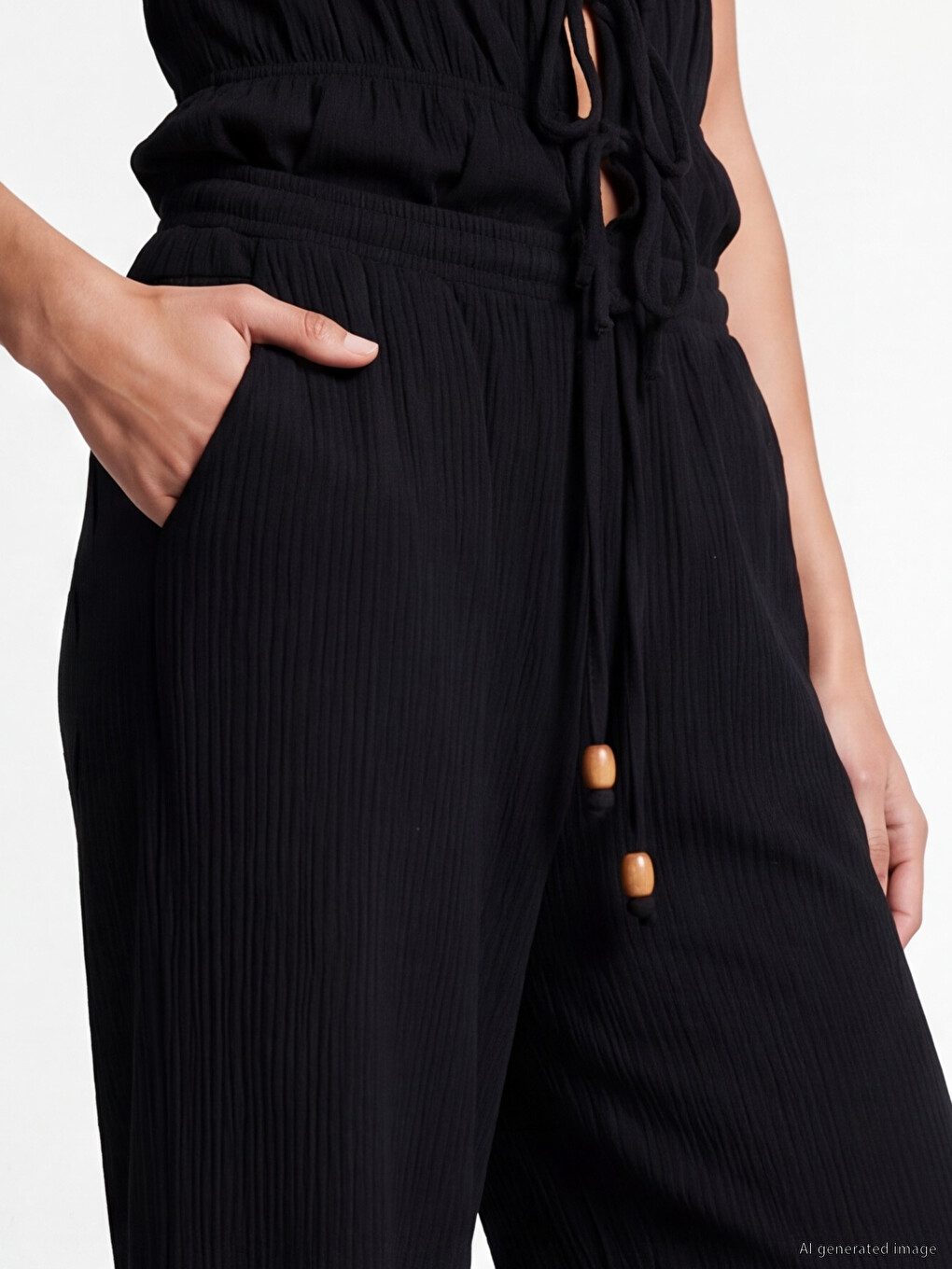 Elastic Waist Muslin Women's Trousers-2