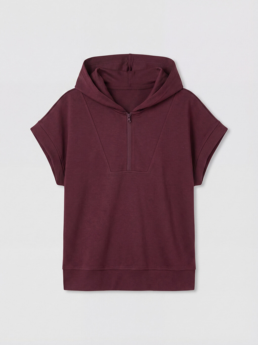 Bordo Kapüşonlu Soft Touch Kadın Spor Sweatshirt-4