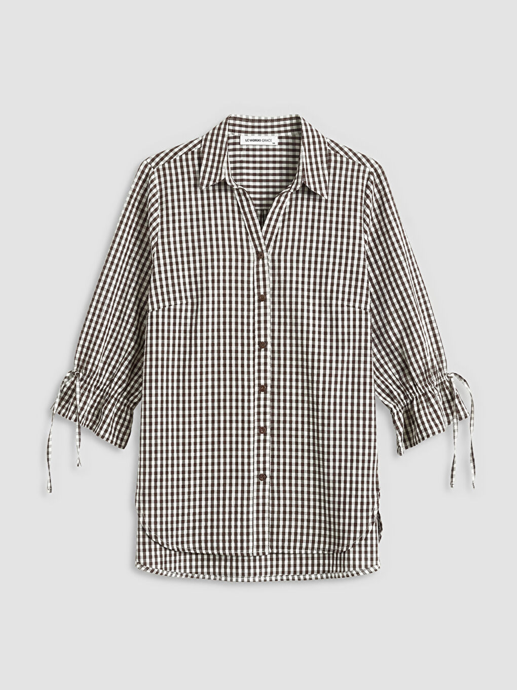 Kahverengi Ekose Kadın Gömlek