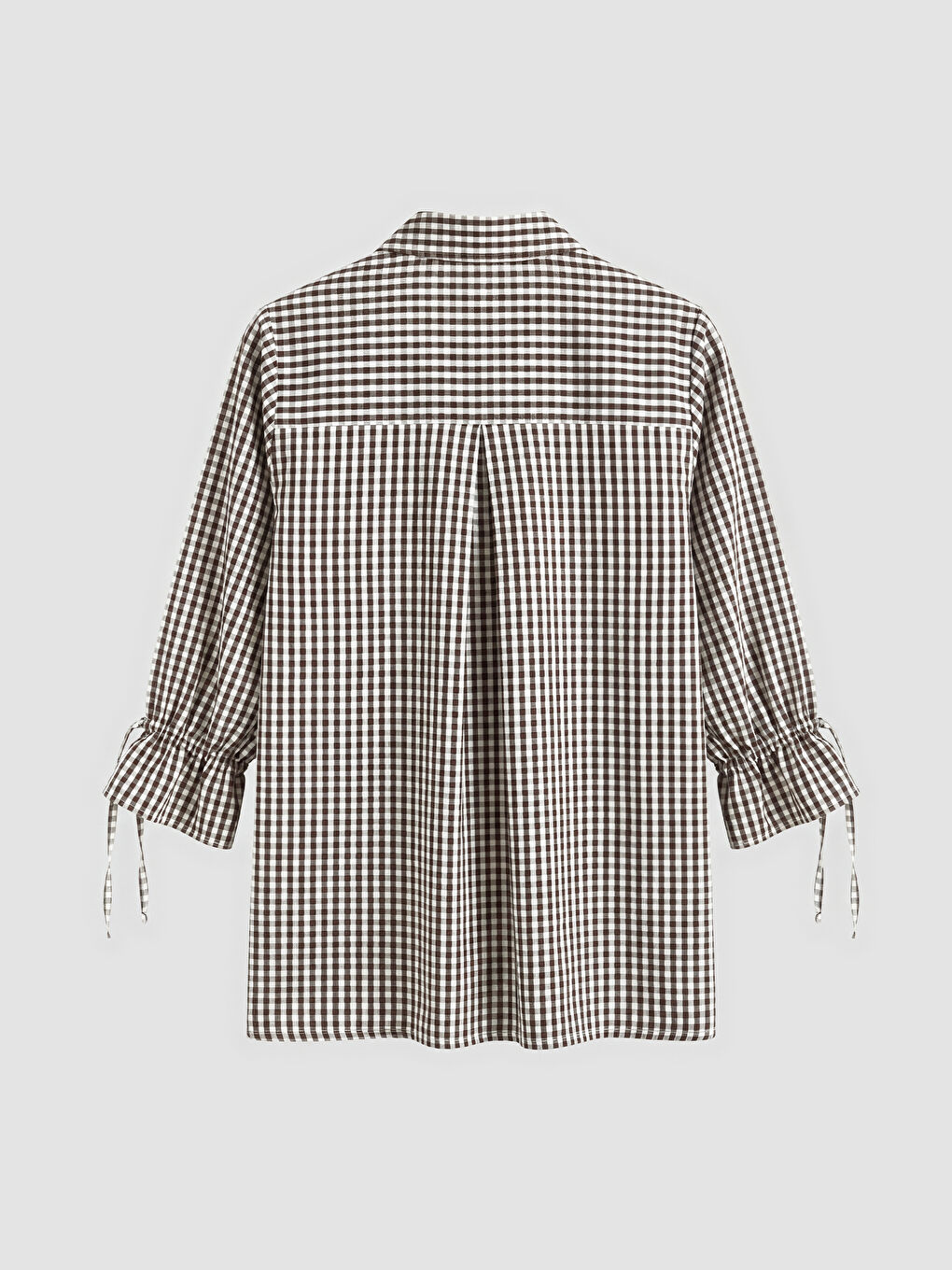 Kahverengi Ekose Kadın Gömlek-1