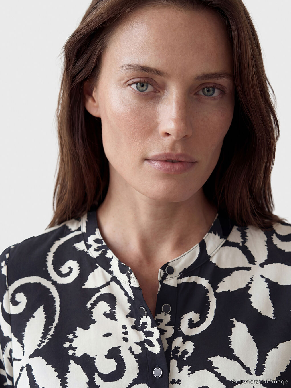 Siyah Hakim Yaka Desenli Kadın Gömlek Tunik-2