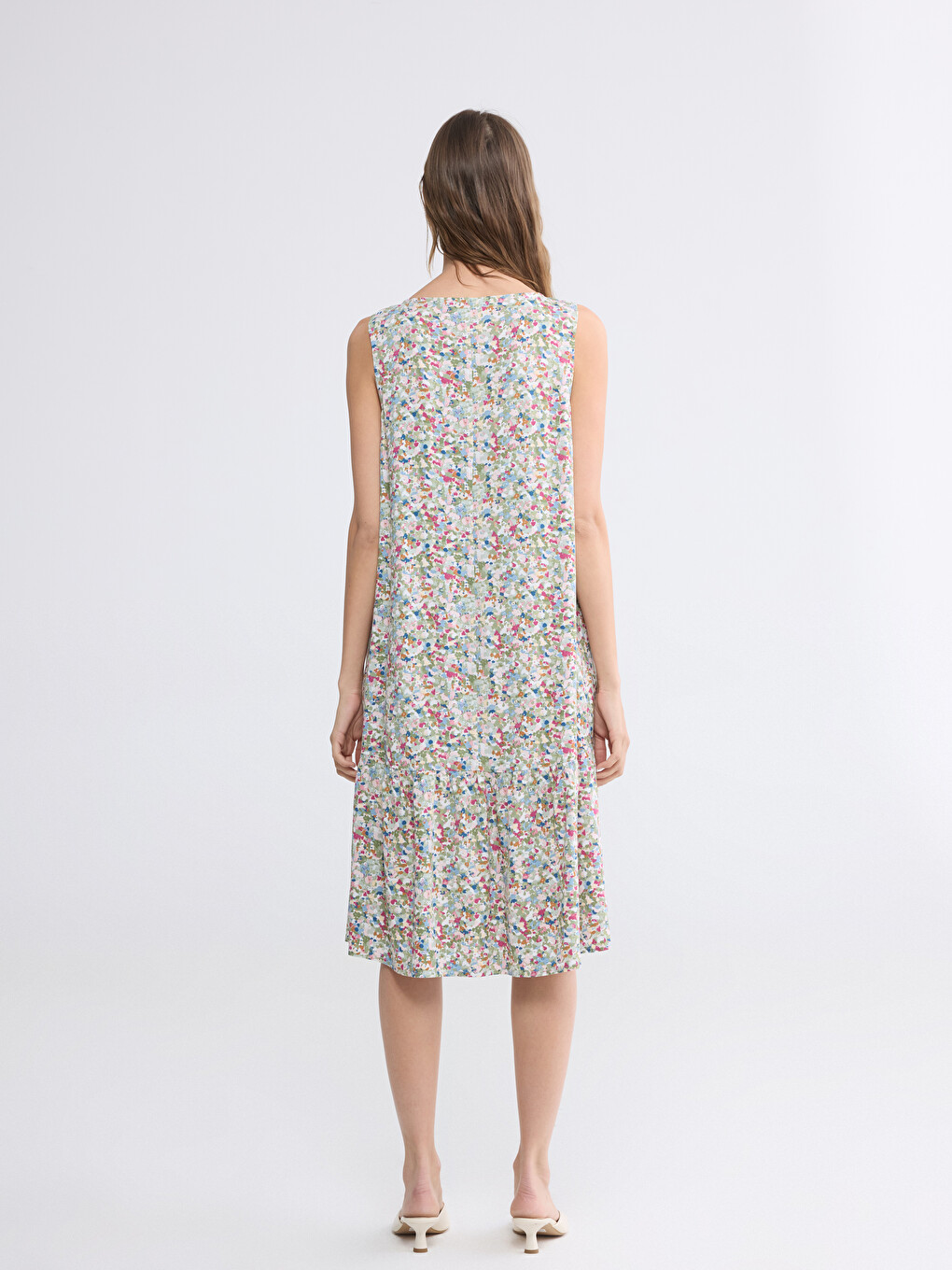 Rochie Croială A Guler Rotund Cu Volane-3
