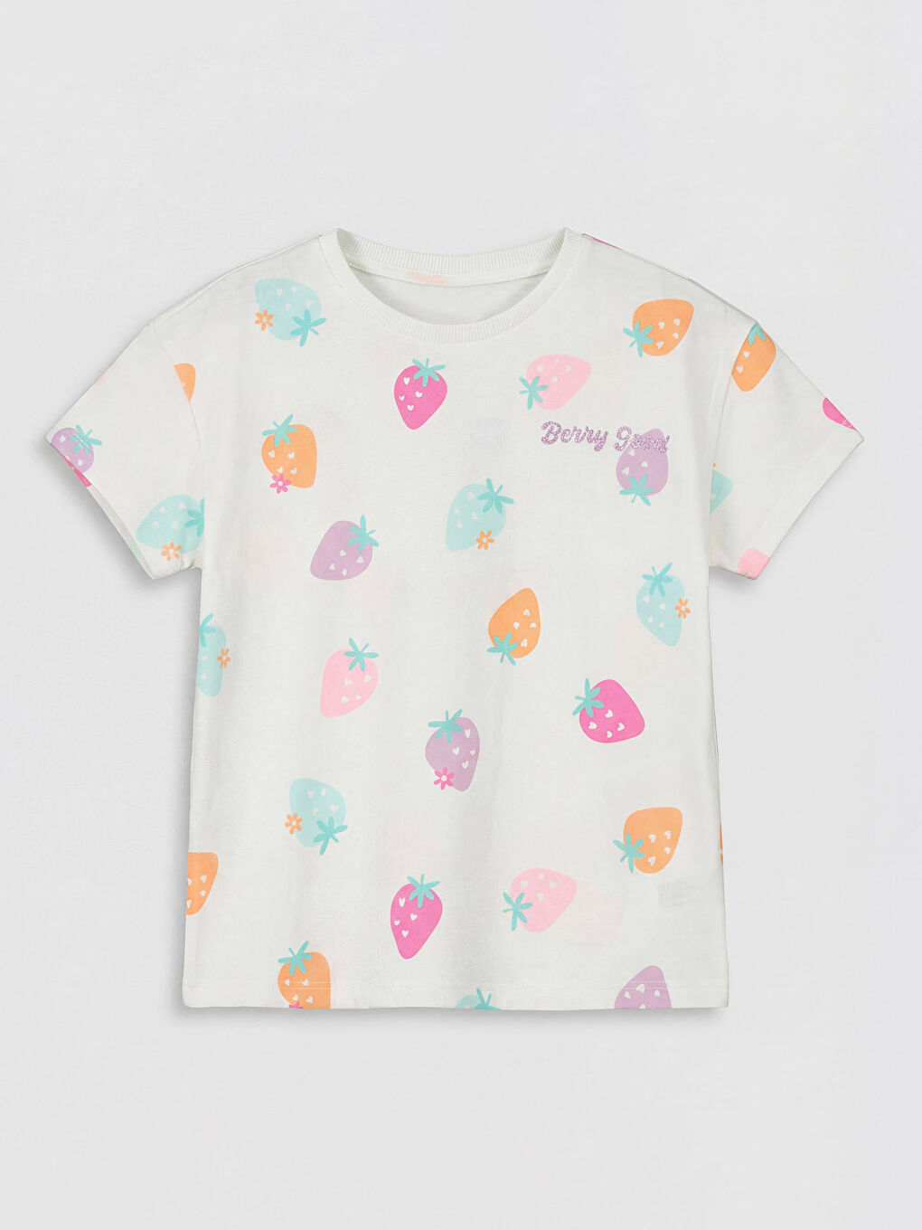 Yeşil Bisiklet Yaka Baskılı Kız Çocuk Tişört 2'li-3