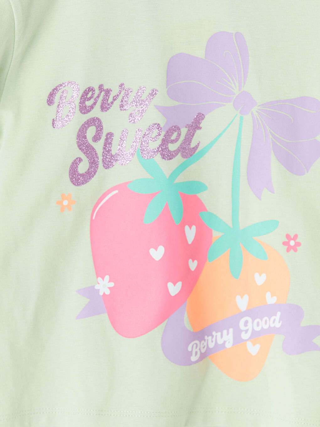 Yeşil Bisiklet Yaka Baskılı Kız Çocuk Tişört 2'li-5